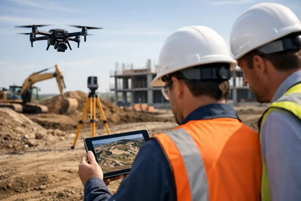 Photogrammétrie drone terrain construction
